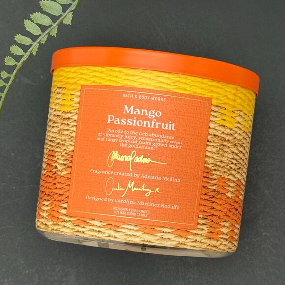 BBW Mango Passionfruit Bath & Body Works 3 Wick Candle - Picture 5 of 10